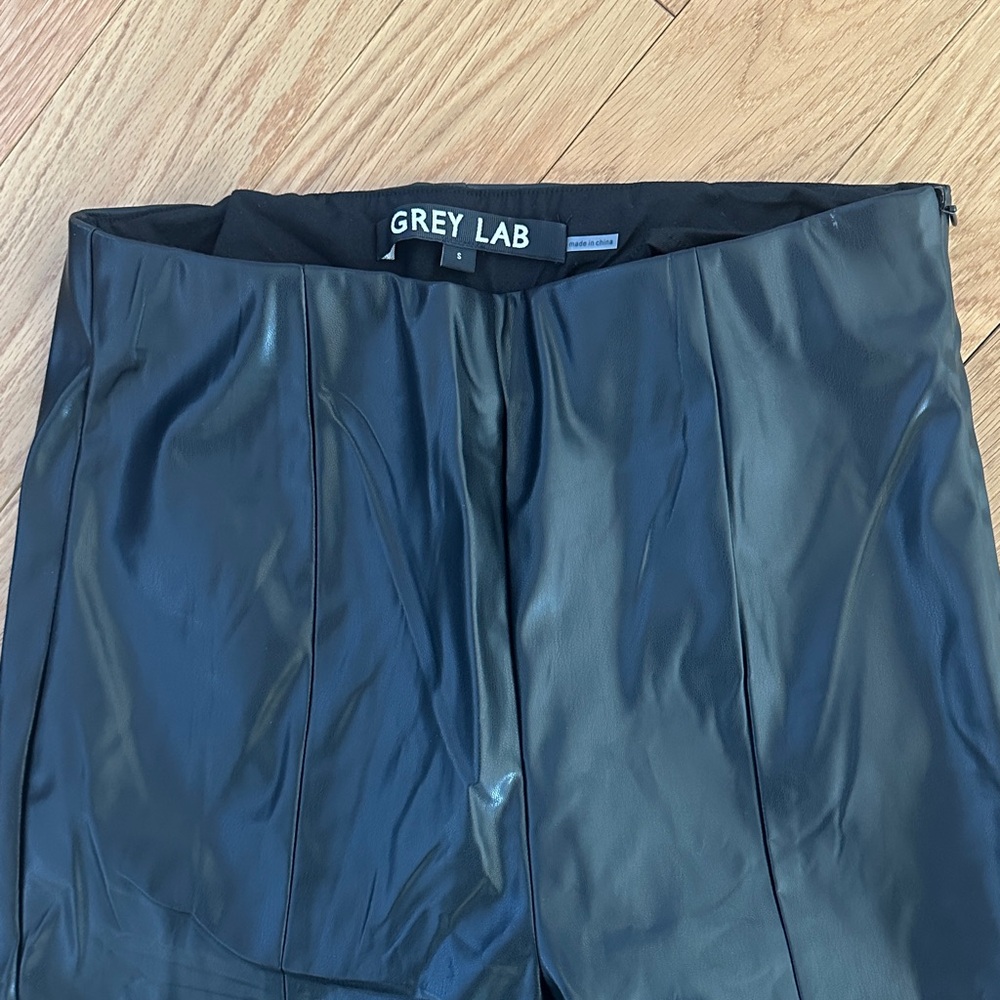 GREY LAB Sleek Black Faux Leather Skirt